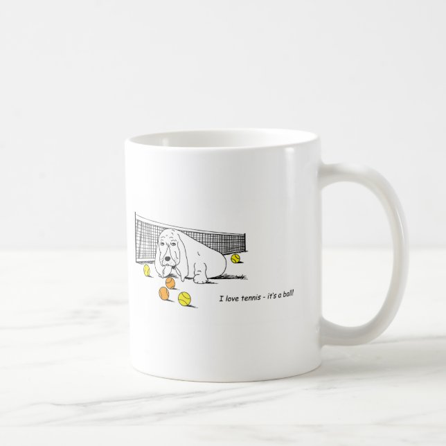 Taza De Café Divertido tenis jugando al Basset Hound Mug (Derecha)