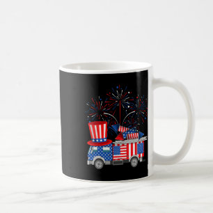 Taza De Café Divertido Tío Sam Firetruck Y Fuegos Artificiales 