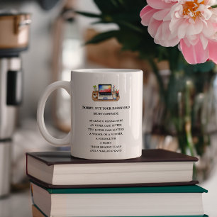 Taza De Café Divertido "Tu Contraseña Debe Contener"