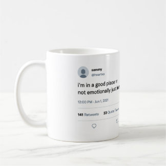 Taza De Café Divertido tuiteo en un departamento en la residenc