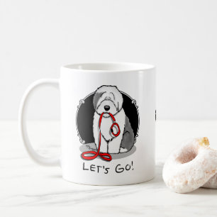 Taza De Café ¡Divertido Vamos! Walk Old English Sheepdog (Gris 