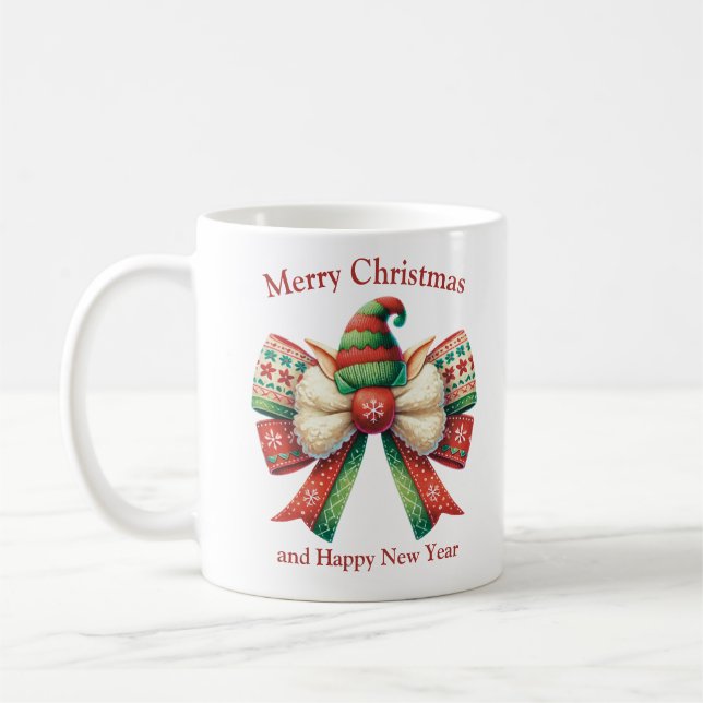 Taza De Café Divertidos Navidades arco rústico con elefante gor (Izquierda)