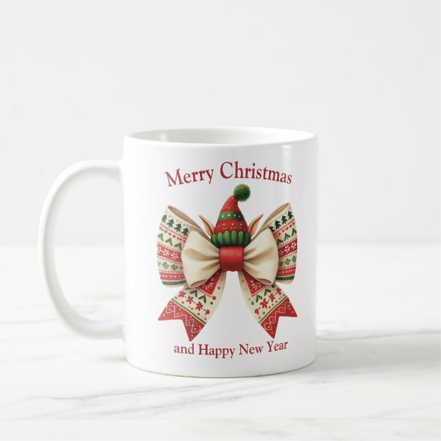 Taza De Café Divertidos Navidades arco rústico con elefante gor (Izquierda)