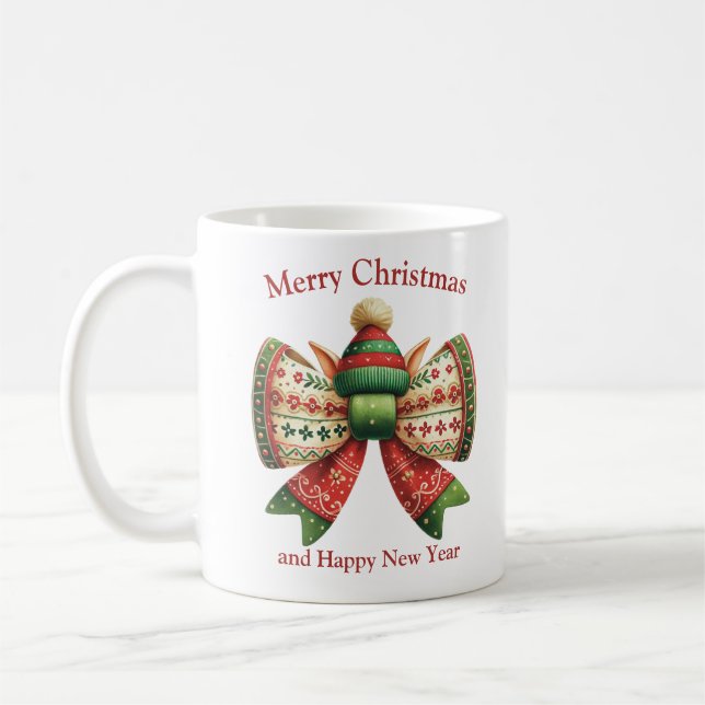 Taza De Café Divertidos Navidades arco rústico con elefante gor (Izquierda)