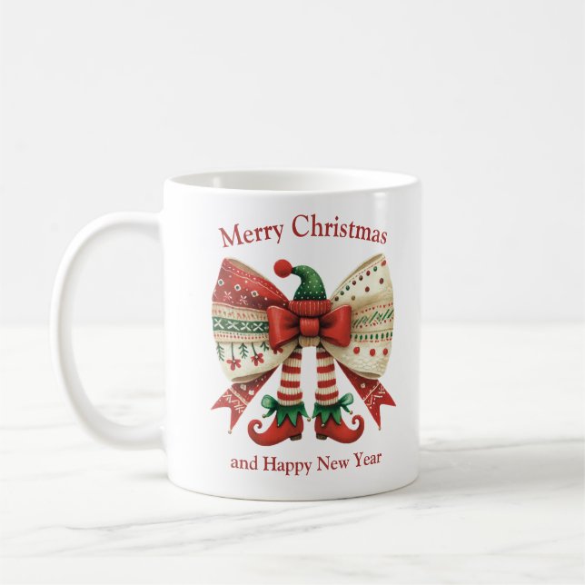 Taza De Café Divertidos Navidades arco rústico con elefante gor (Izquierda)