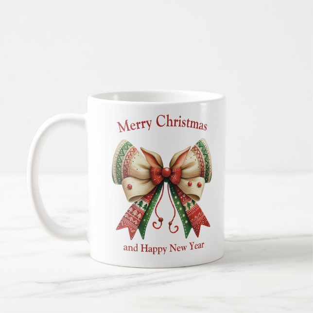 Taza De Café Divertidos Navidades arco rústico con elefante gor (Izquierda)