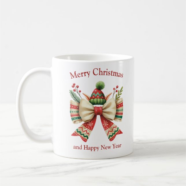 Taza De Café Divertidos Navidades arco rústico con elefante gor (Izquierda)