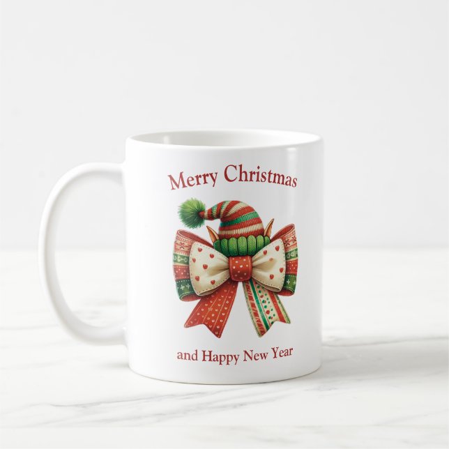 Taza De Café Divertidos Navidades arco rústico con zapatos elef (Izquierda)