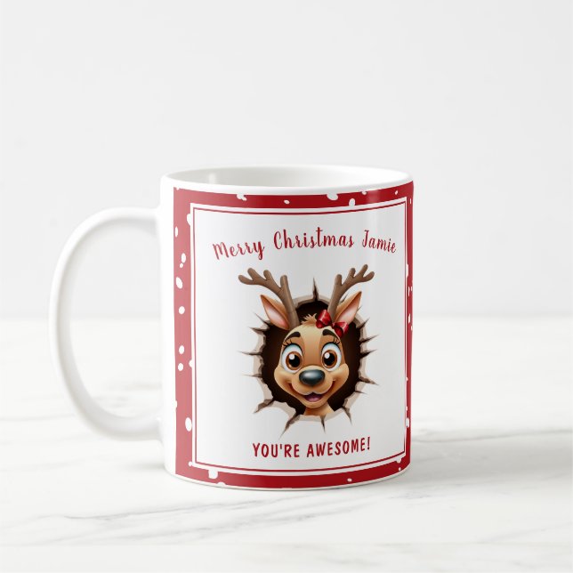 Taza De Café Divertidos Navidades de nombres de Chicas de renos (Izquierda)