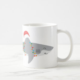 Taza De Café Divertidos Navidades tiburones con nombre