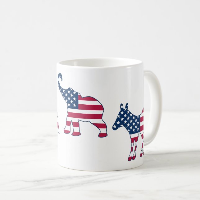 Taza De Café Divertidos Símbolos políticos demócratas y republi (Anverso derecho)