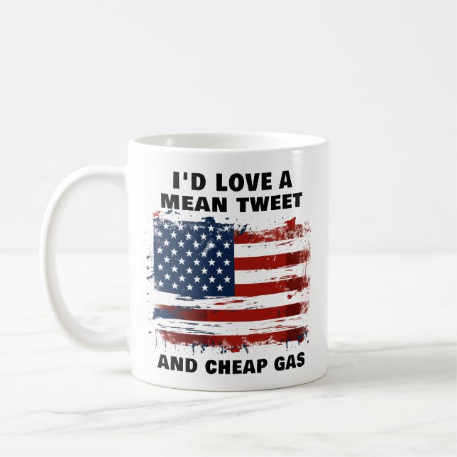 Taza De Café Divertidos tuits y la barata bandera norteamerican (Izquierda)