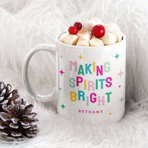 Taza De Café Diviértete Colorido Alegrando Espíritus Navidad Br