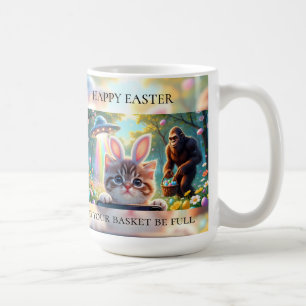 Taza De Café Diviértete con Bigfoot OVNI Pascua Selfie de gat