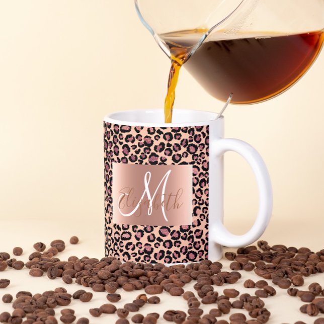 Taza De Café Diviértete con el Monograma de Leopardo Brillo Ros (Subido por el creador)