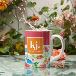 Taza De Café Diviértete con un monograma elegante de verano