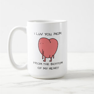 Taza De Café Diviértete, te quiero mamá, ilustrado en rosa para