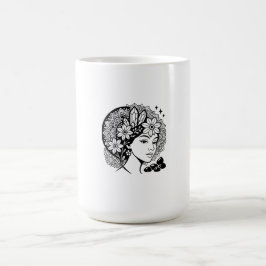 Taza De Café Divina Mandala Art Floral Crystal Goddess