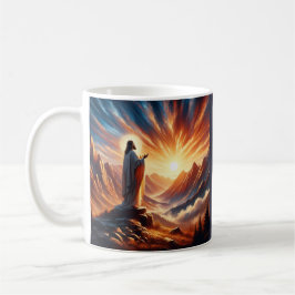 Taza De Café Divina puesta de sol: Inspiración de oración del S