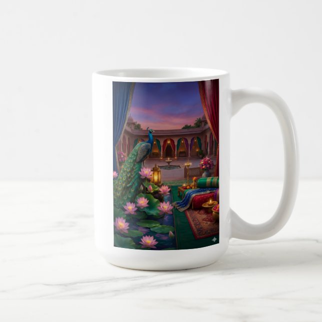 Taza De Café Diwali Deepavali Peacock Green Coffee Mug (Derecha)