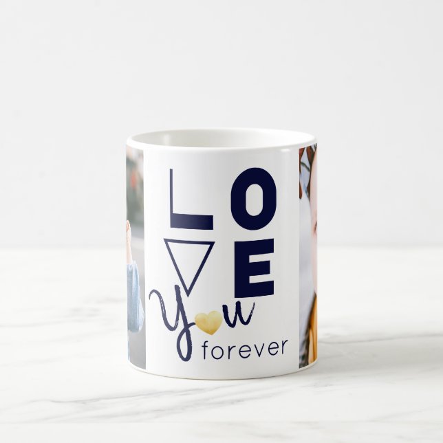 Taza De Café DIY Double Family Photo Love You Mug (Centro)