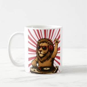 Taza De Café DJ Lion – Arte musical de estilo retro cool