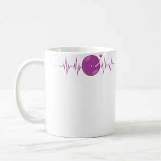 Taza De Café Dj Vinyl Record Heartbeat Funny Ekg Disk Jockey