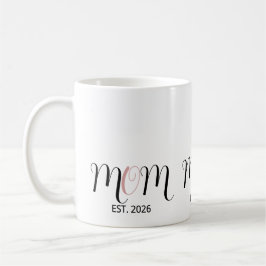Taza De Café DMom Established Black Pink Script New Mom Gift
