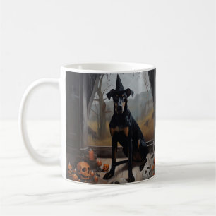 Taza De Café Doberman Calabazas de Halloween Espeluznante