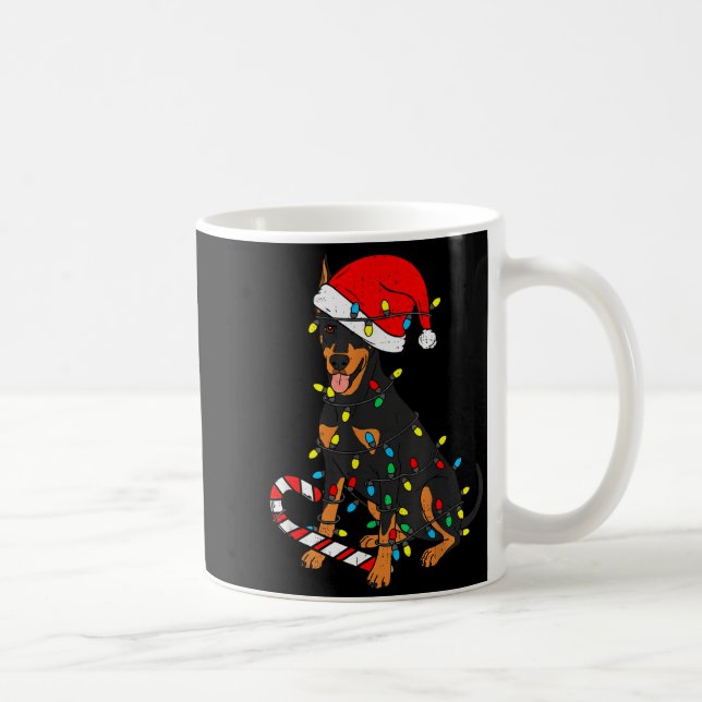 Taza De Café Doberman Dog Christmas Lights Santa Xmas Pet Dog L (Derecha)