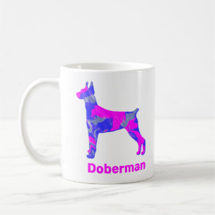 Taza De Café Doberman Dog Silhouette Crazy Hot Pink