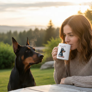 Taza De Café Doberman Pincher acuarela /Personalize Mug