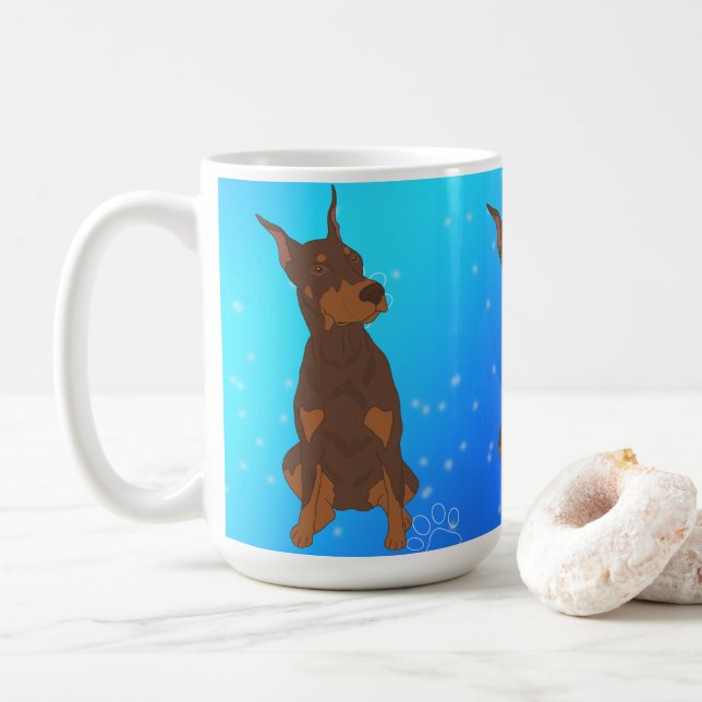 Taza De Café Doberman Pinscher (Con donut)