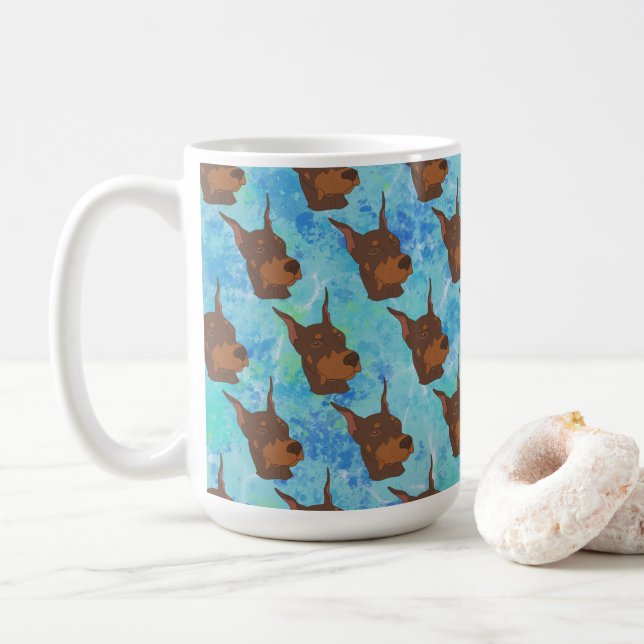 Taza De Café Doberman Pinscher (Con donut)