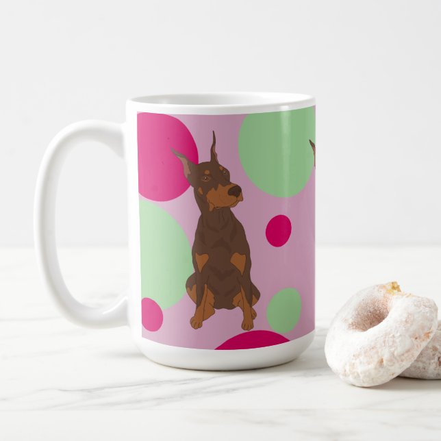Taza De Café Doberman Pinscher (Con donut)