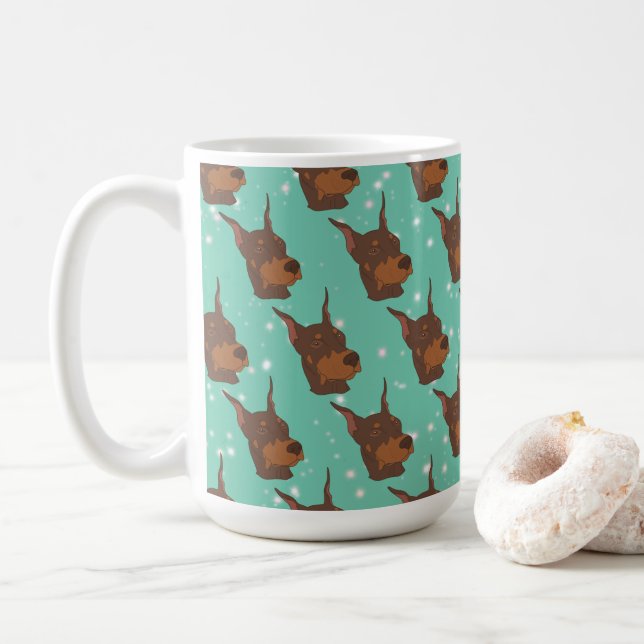 Taza De Café Doberman Pinscher (Con donut)