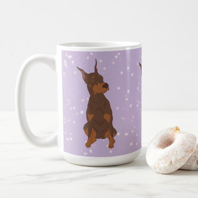 Taza De Café Doberman Pinscher (Con donut)