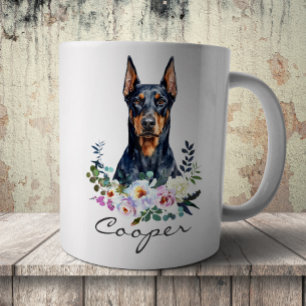 Taza De Café Doberman Pinscher acuarela