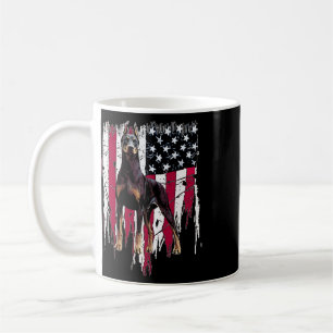 Taza De Café Doberman Pinscher Bandera Americana Usa Impresiona