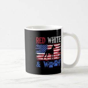 Taza De Café Doberman Pinscher Bandera Estadounidense Usa Blanc