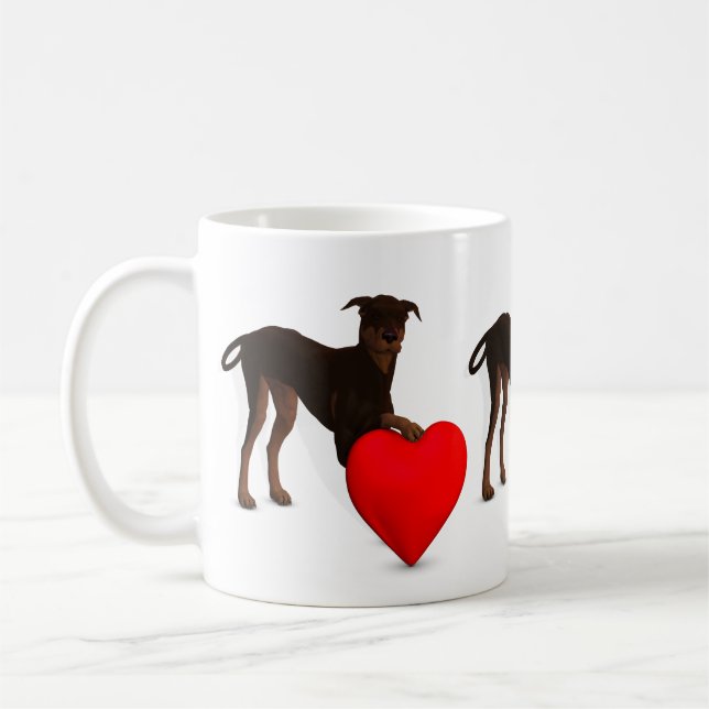 Taza De Café Doberman Pinscher Con Corazón (Izquierda)