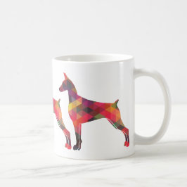 Taza De Café Doberman Pinscher Geométric Patten Silhouette