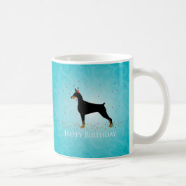 Taza De Café Doberman Pinscher Happy Birday Design
