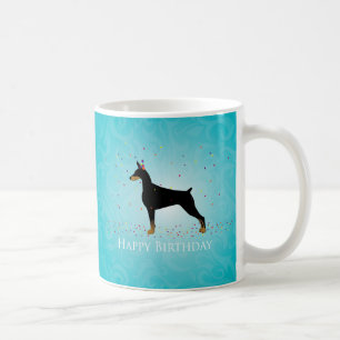 Taza De Café Doberman Pinscher Happy Birday Design