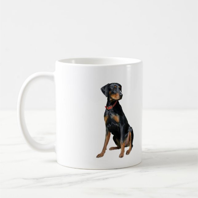 Taza De Café Doberman Pinscher (natural) (Izquierda)