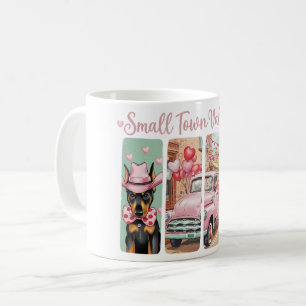 Taza De Café Doberman Pinscher Pink Boots Western Valentine