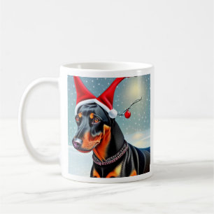 Taza De Café Doberman Pinscher, Santa, Navidades Coffee Mug