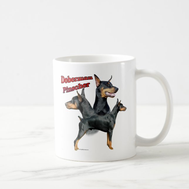 Taza De Café Doberman Pinscher Trio 2 (Derecha)