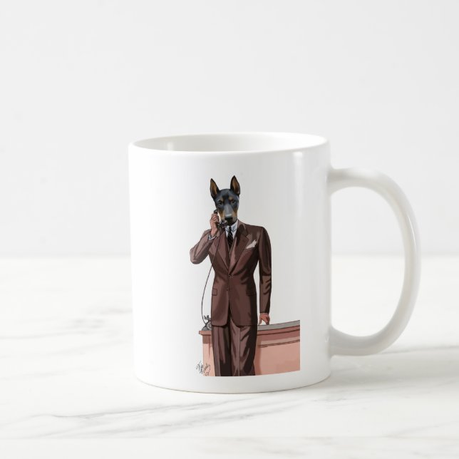 Taza De Café Doberman por teléfono (Derecha)