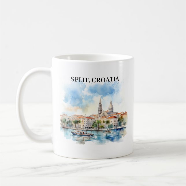 Taza De Café Doble acuarela de Dalmatia en Croacia (Izquierda)